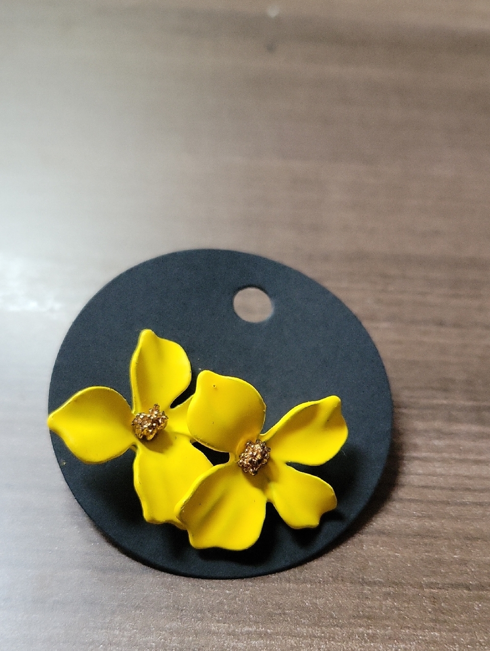Yellow Floral Earring With Gold Center
